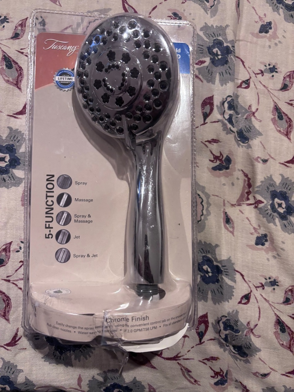 5-Function Chrome Handheld Shower Head - Chrome
